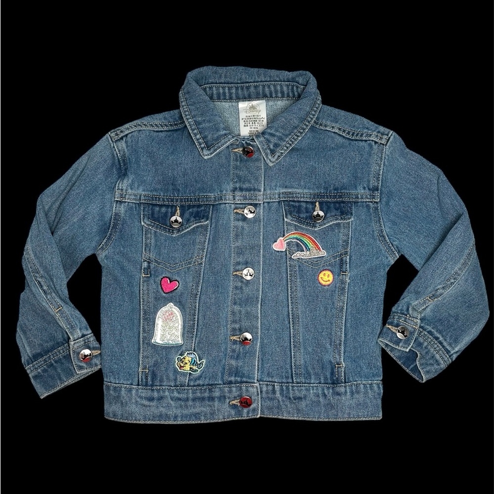 Disney Magic Kingdom Castle Jean Denim Jacket Rainbow Size 4
